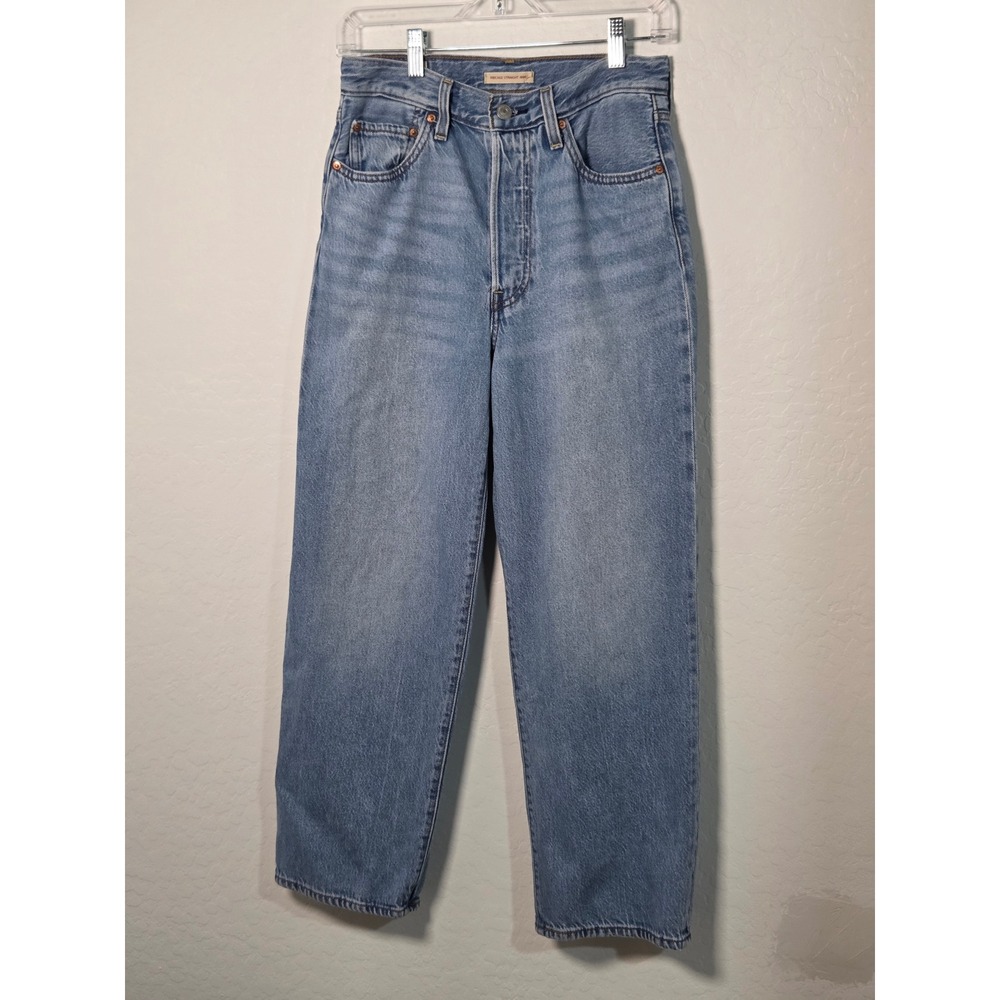 Levis Premium Ribcage Straight Ankle Jeans Light Wash High Rise Blue Denim 27
